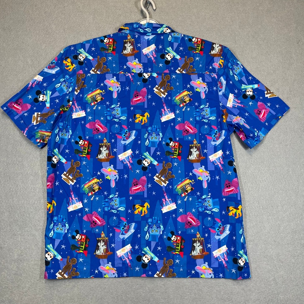 Disney Parks Hawaiian Shirt Mens Large Blue Joey Chou Artist Castle Print AOP - Picture 4 of 10